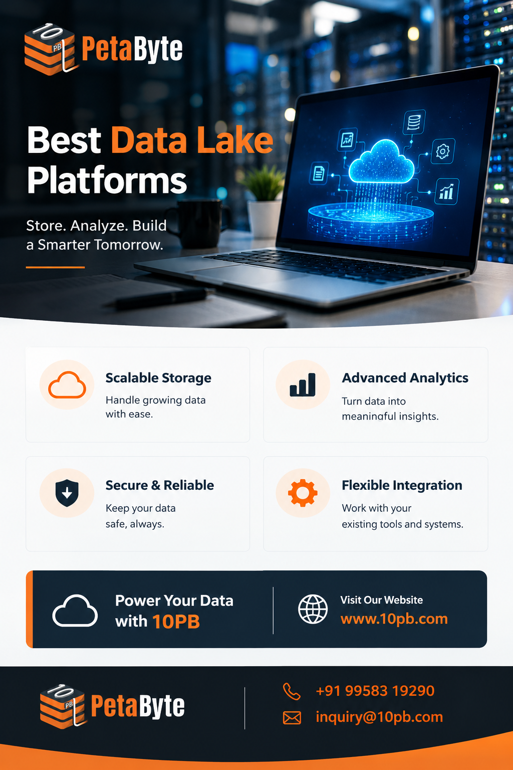 Data lake infrastructure connecting enterprise information sources with cloud storage and analytics tools