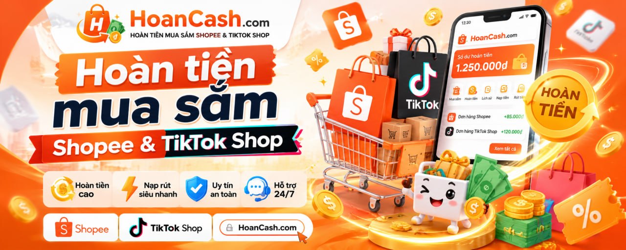 HoanCash.com — Hoàn tiền mua sắm Shopee và TikTok Shop