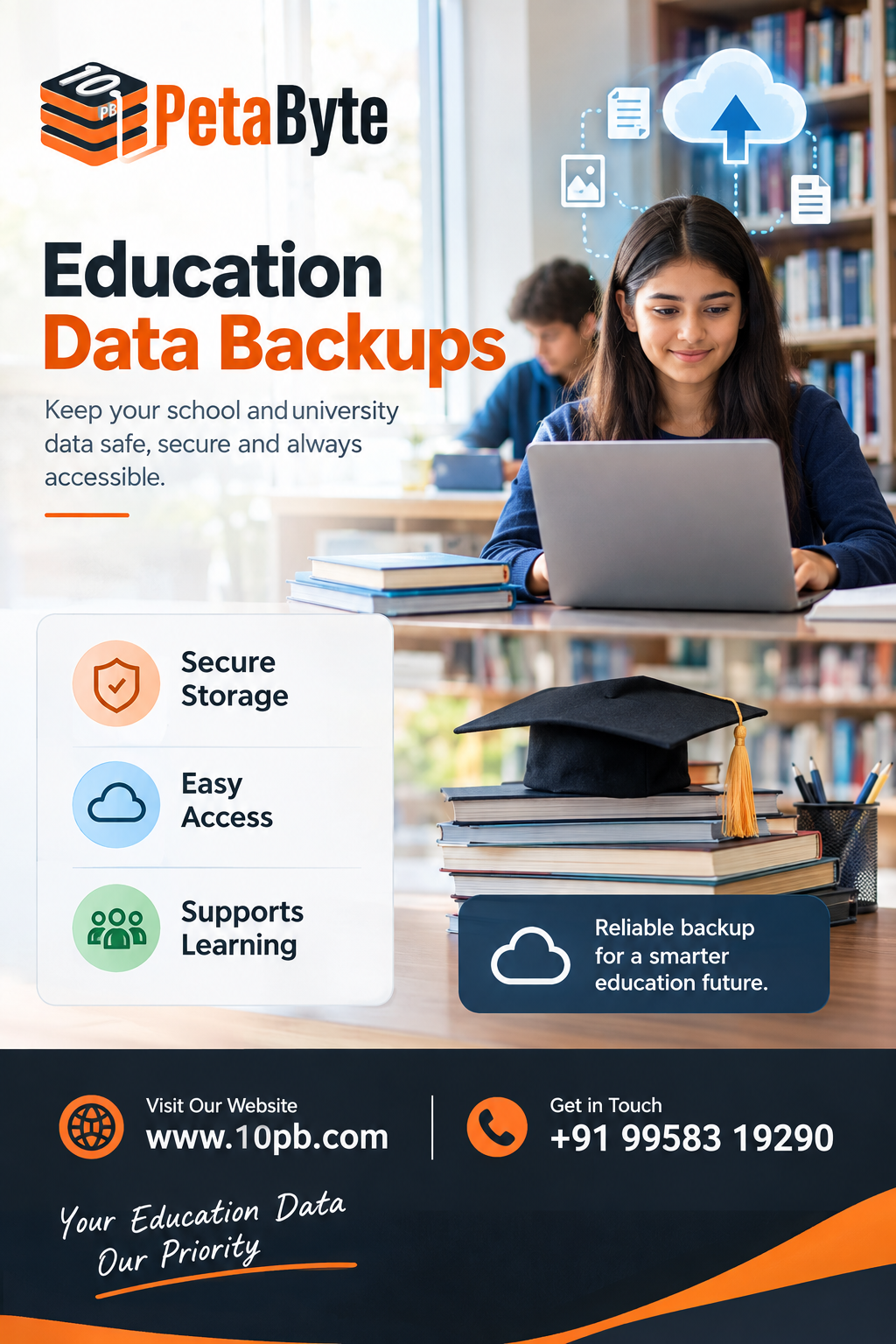 Education data backups protecting student records, examination results, research documents, and digital learning resources.