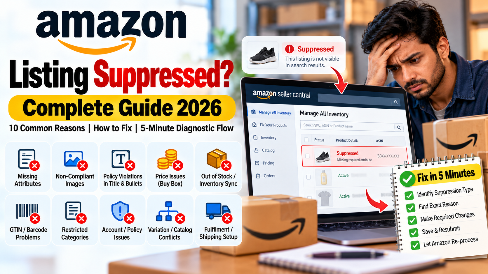 Why Is My Amazon Listing Suppressed? 10 Reasons and Fixes