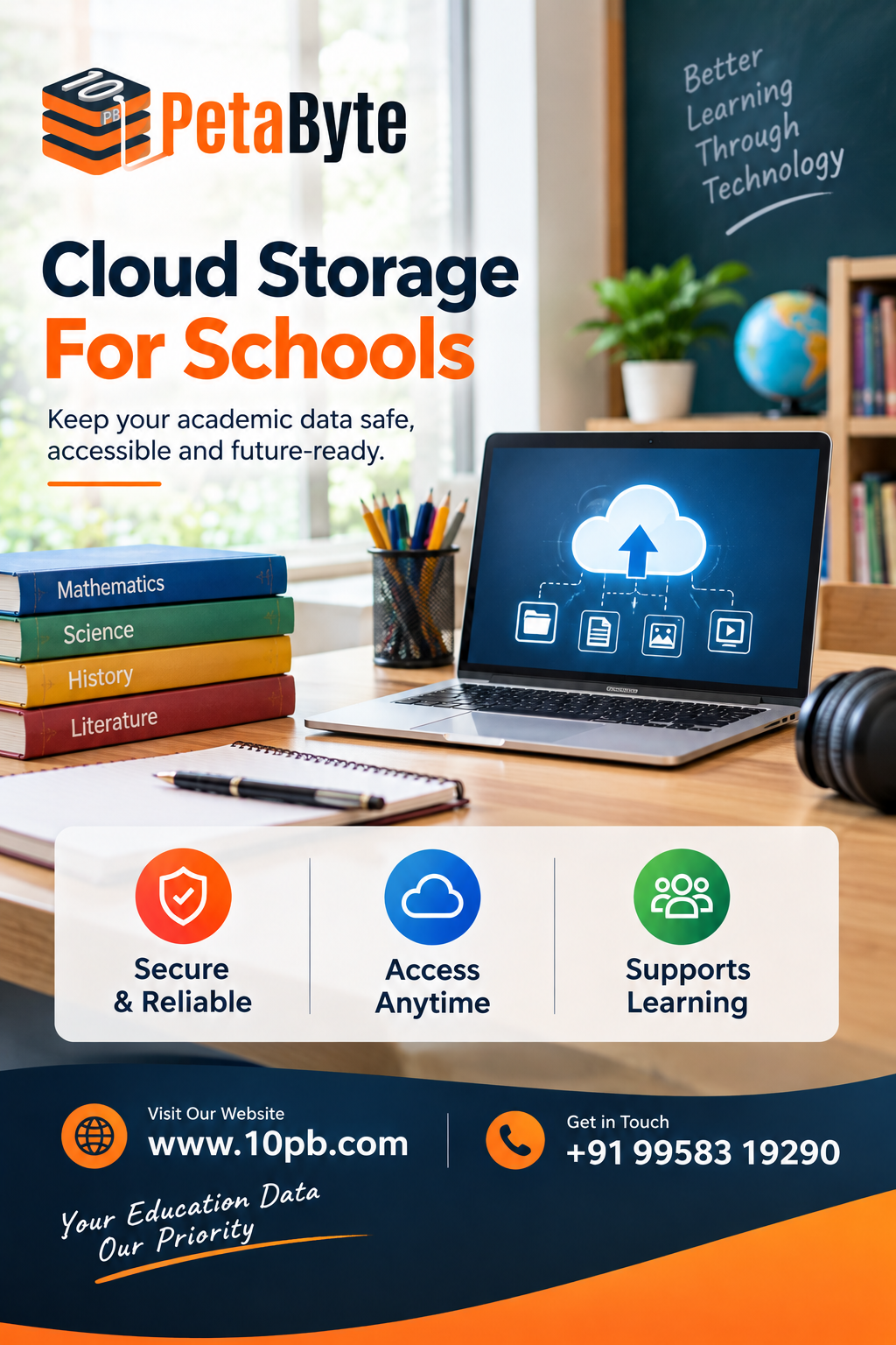 Cloud storage for schools for organizing academic records, school administration documents, and digital learning resources.