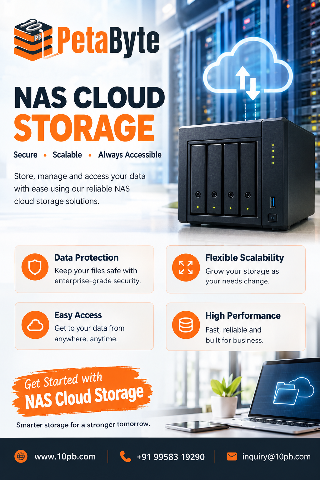 NAS cloud storage for centralized business file management, collaboration, and flexible data access by 10PB