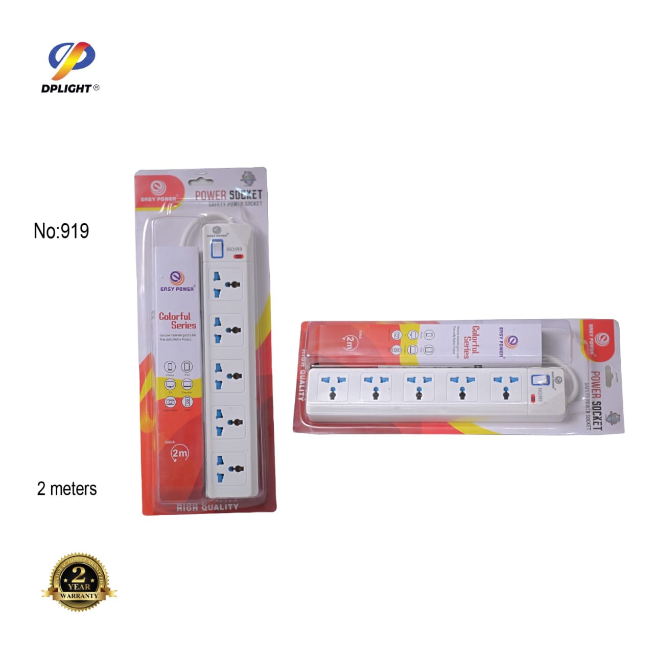 DPLIGHT 5-Way Power Extension Socket – DP-919 (2M)