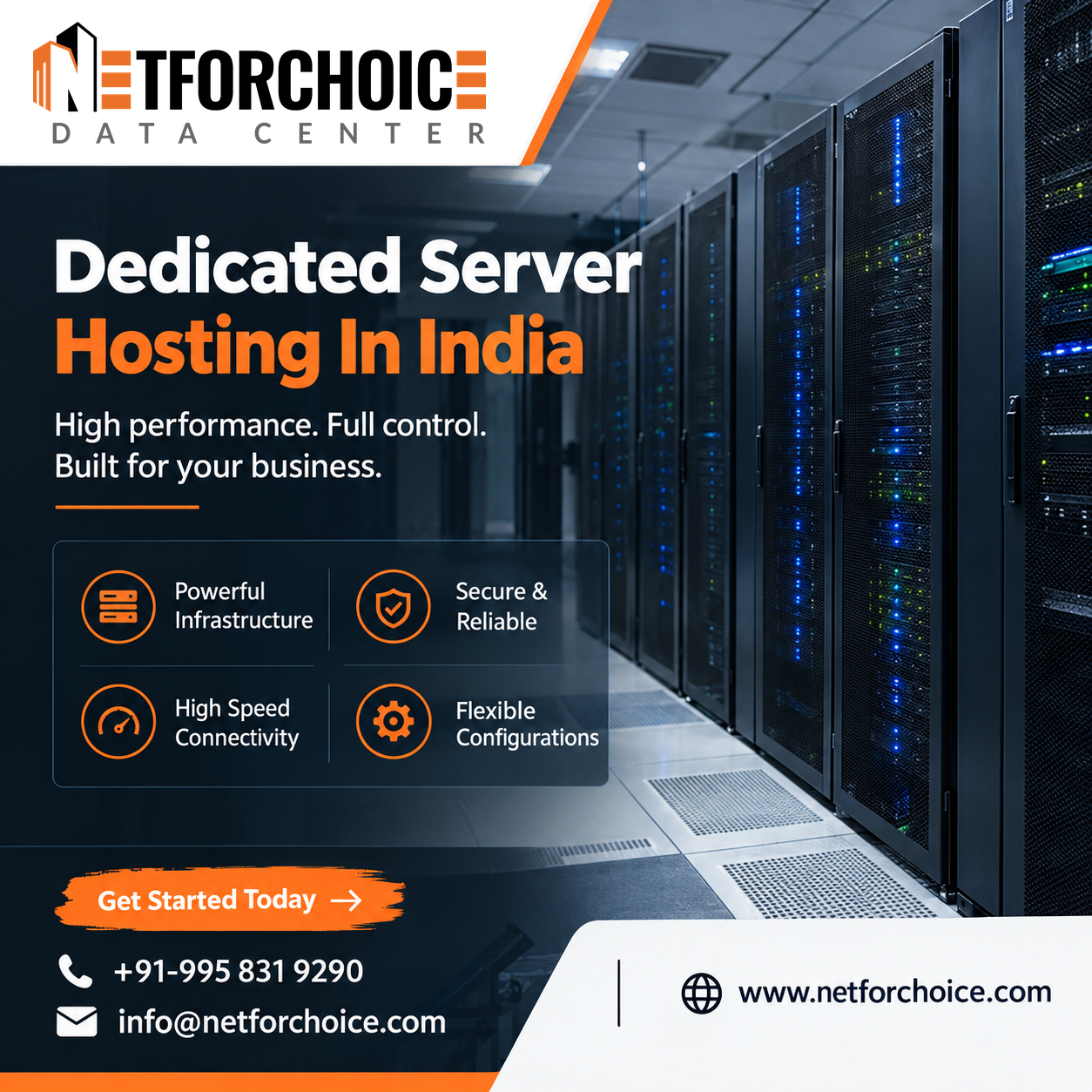 Dedicated Server Hosting in India, Dedicated Server, Server Hosting, Business Hosting, Server Infrastructure, Web Hosting, NetForChoice
