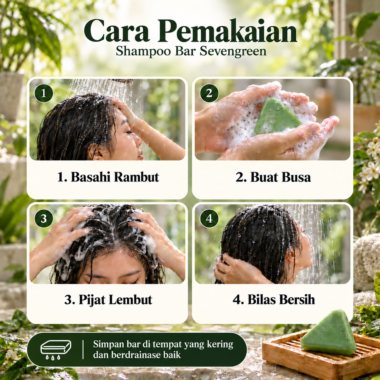 Cara pemakaian Shampoo Bar Sevengreen