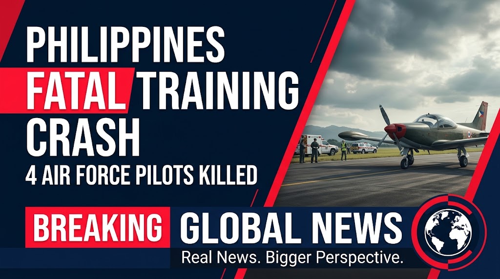 AI-generated illustration of Philippine military trainer aircraft at an air base during an accident investigation.