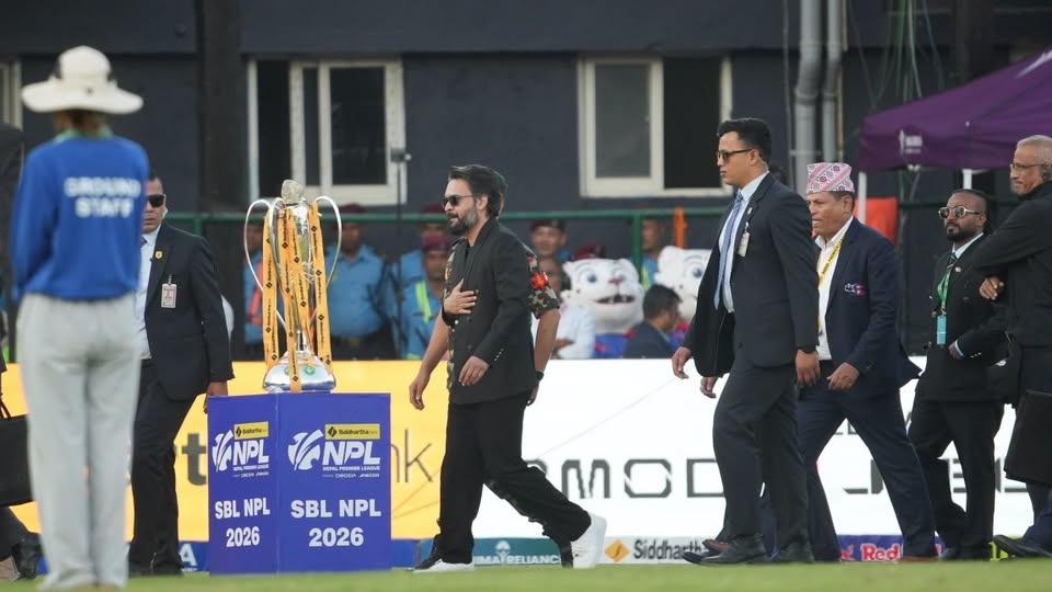 Prime Minister Balendra Shah at the opening ceremony of Nepal Premier League Season 3 at the TU International Cricket Ground in Kirtipur, Nepal.