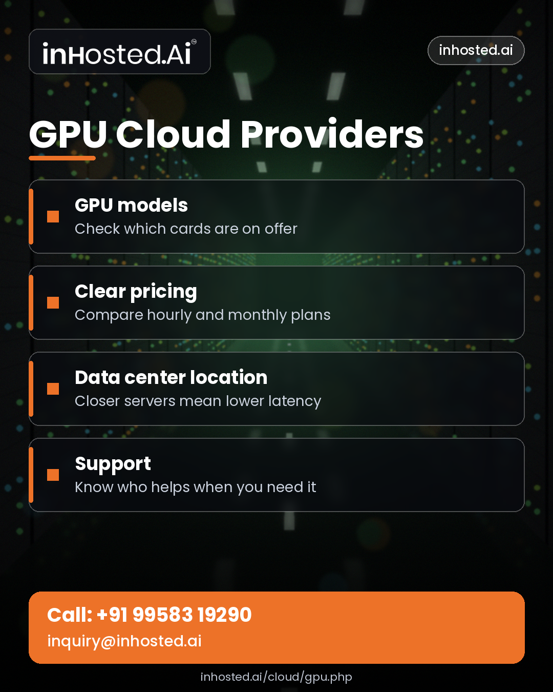 GPU computing server infrastructure for artificial intelligence, machine learning, rendering, and high-performance computing.