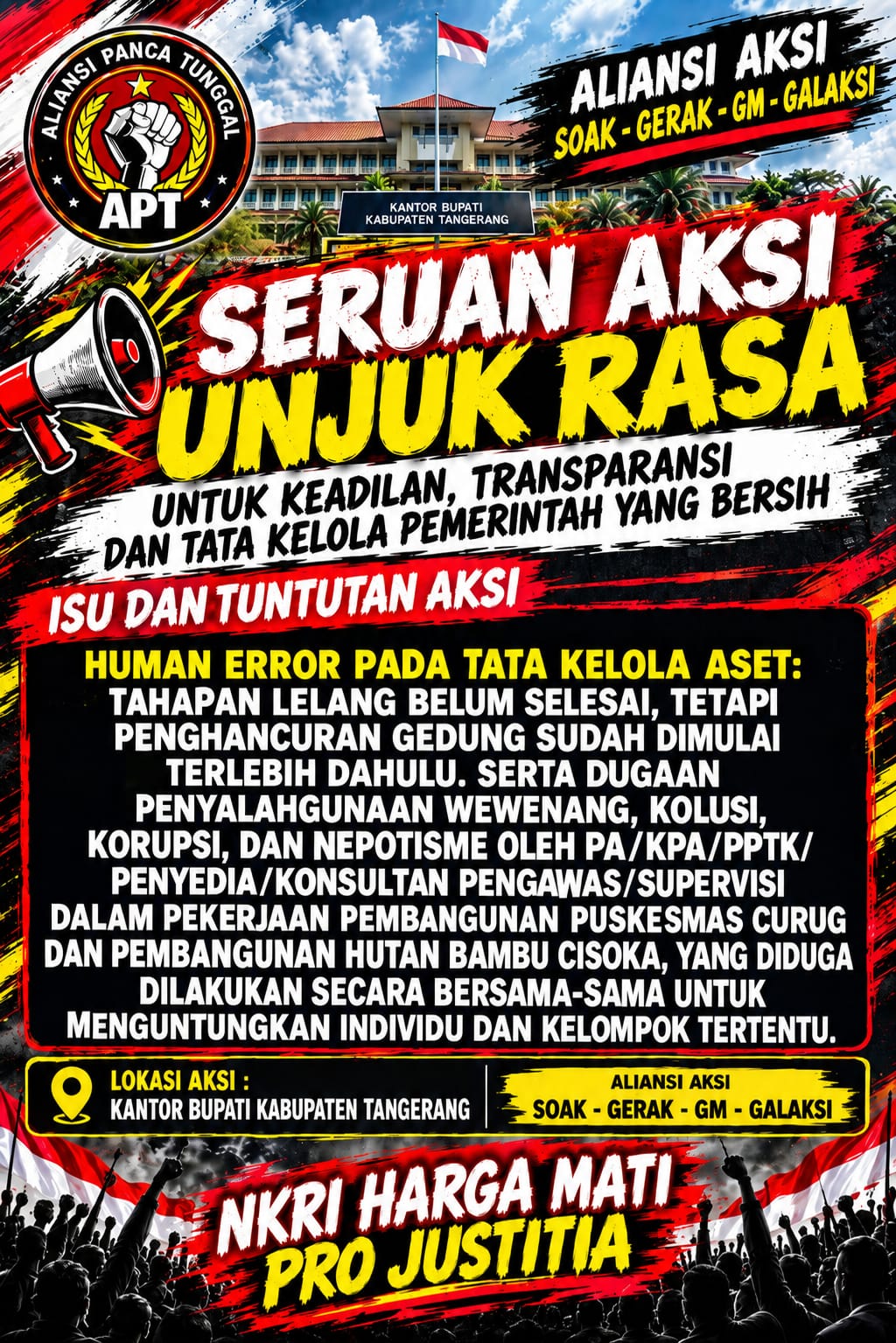 " ADA APA DENGAN TATA KELOLA ASET TANGERANG? ALIANSI PANCA TUNGGAL SIAP GEBRAK KANTOR BUPATI! "