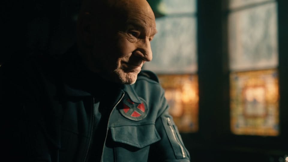 Sir Patrick Stewart, the British actor known for playing Professor Charles Xavier in X-Men and Captain Jean-Luc Picard in Star Trek.