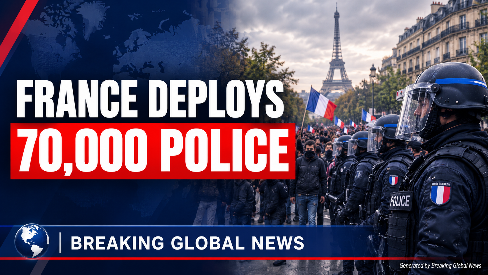 French police officers on duty during public demonstrations in France.