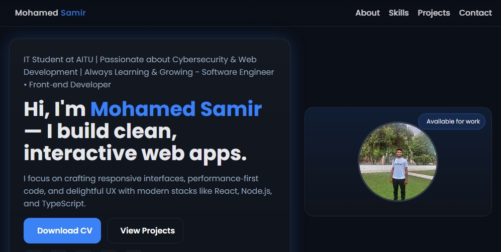 Personal portfolio website preview