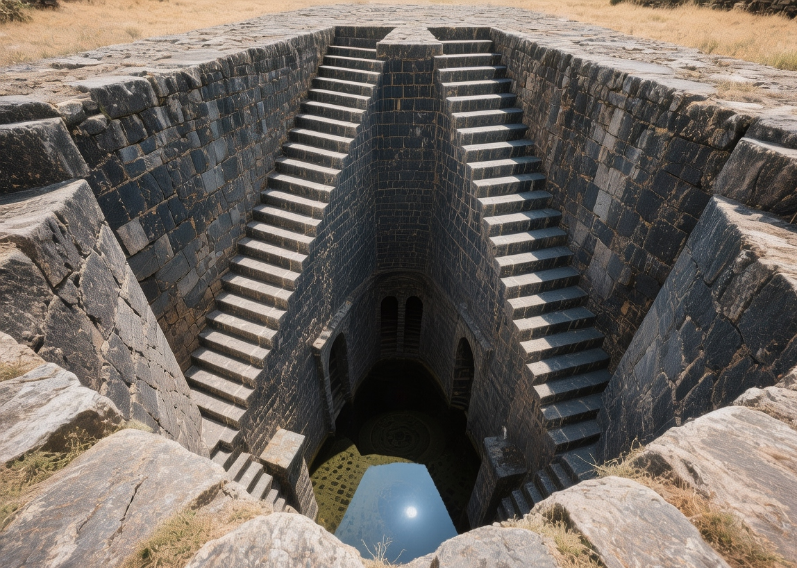 Sunlight illuminating the sacred water pool at Santa Cristina Nuragic well temple in Sardinia during equinox, with precise stone masonry and clear reflections