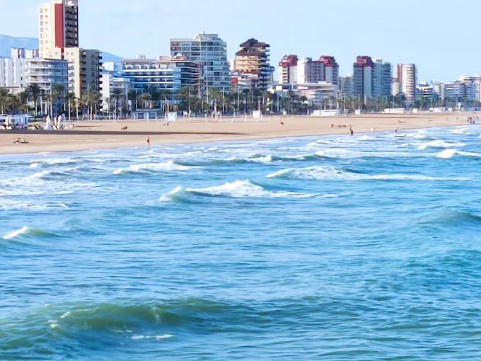 Gandía beaches golden sand at sunrise with Mediterranean sea and dunes, Valencia coastal region, Spain