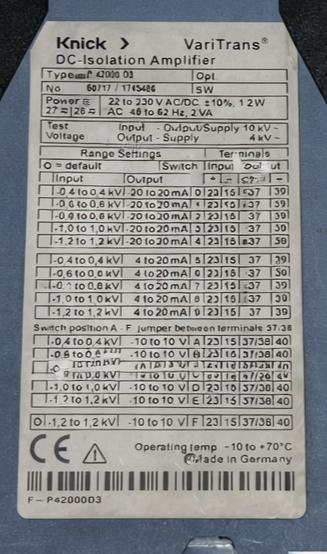 Knick P 42000 D3 Dc-isolation Amplifier thumbnail
