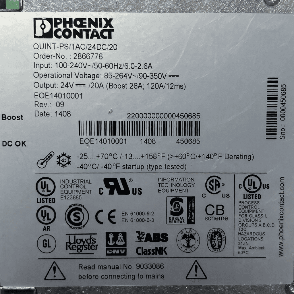 Phoenix Contact Ensco98 Power Supply Quint-Ps/1ac/24dc/20 thumbnail