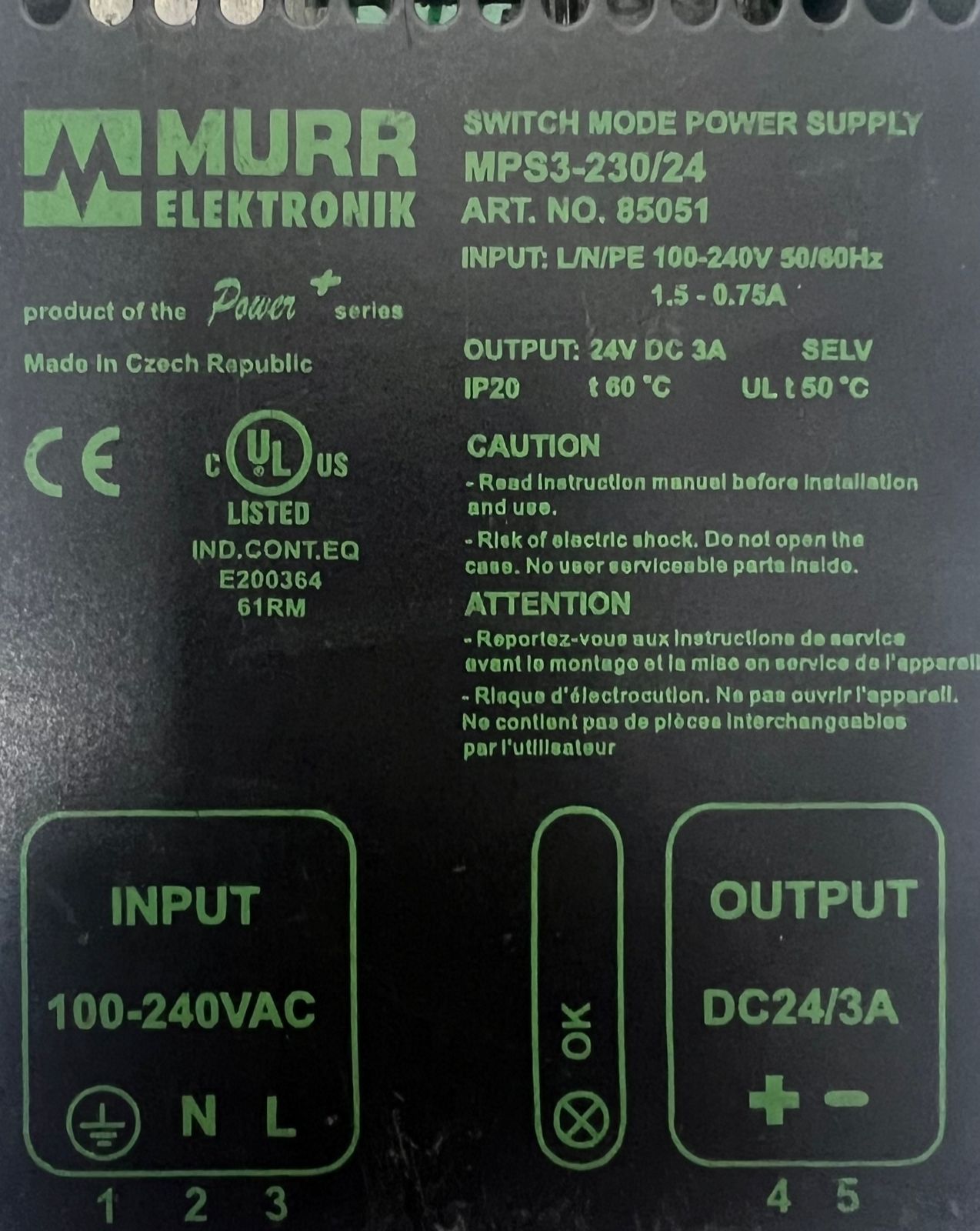 Murr Elektronik Mps3-230/24 Switch Mode Power Supply thumbnail