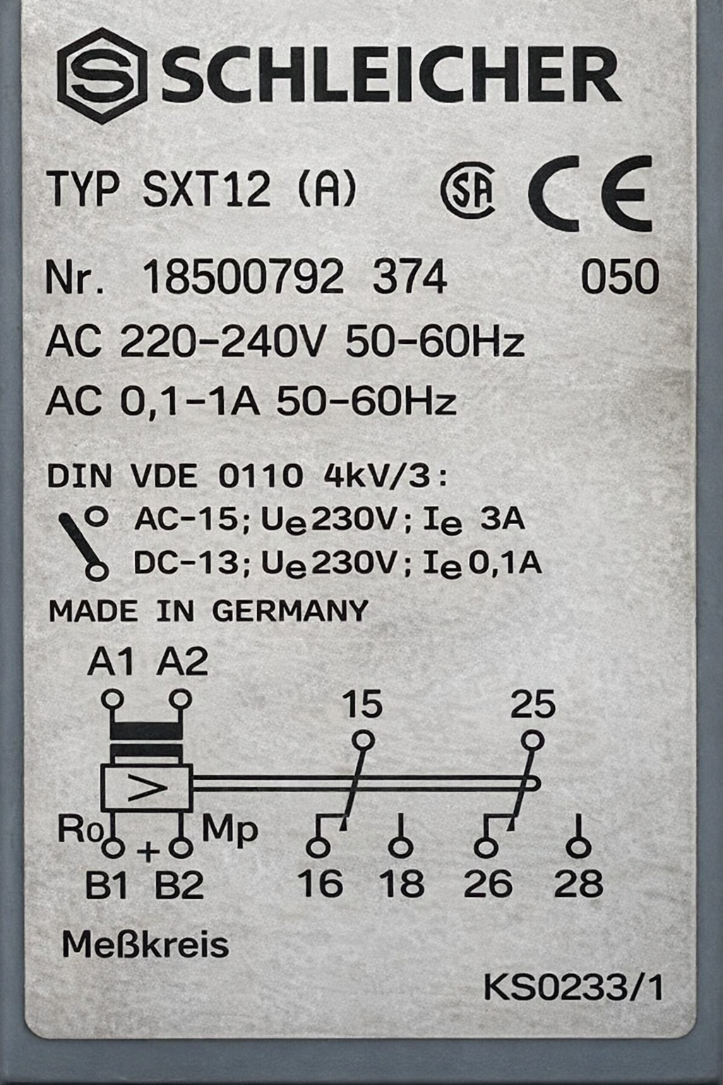 Schleicher Sxt12 (A) Current Relay thumbnail