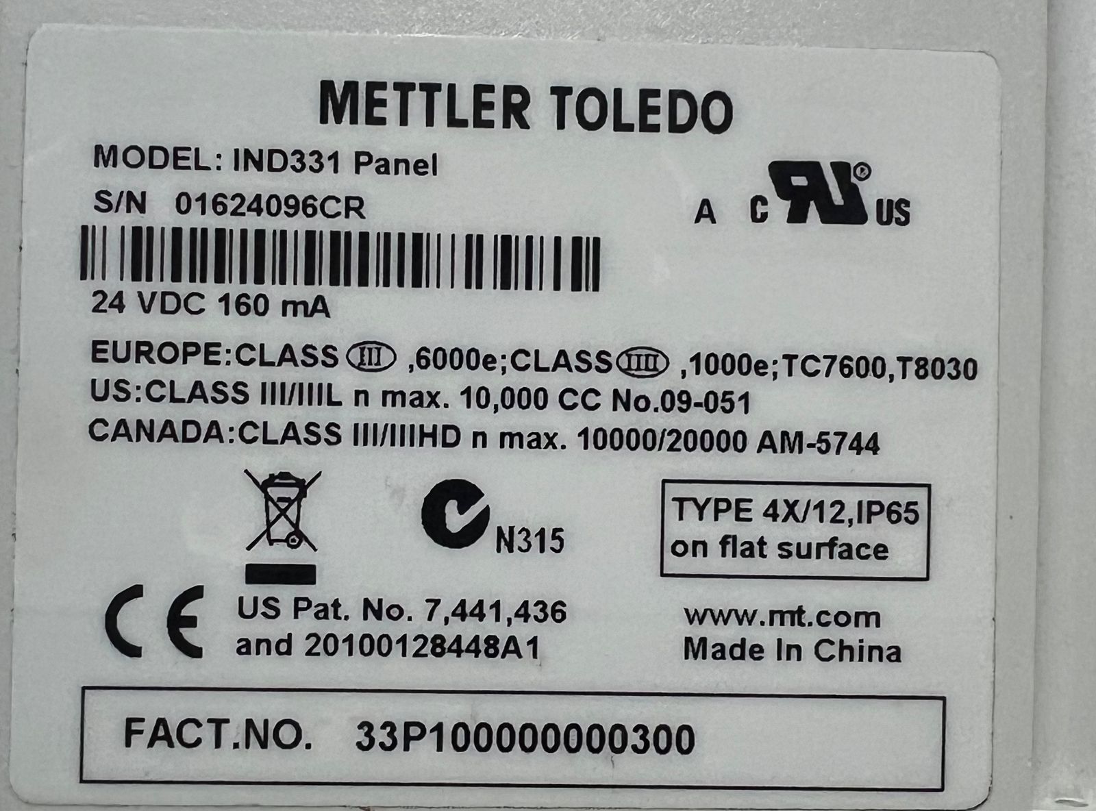 Mettler Toledo IND331 Panel Indicator | Industrial Weighing Controller thumbnail