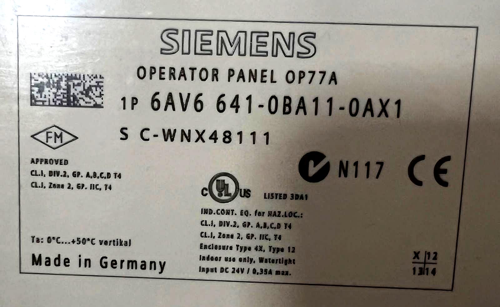 Siemens Op77a Operator Panel 1p 6AV6641-0BA11-0AX1 thumbnail