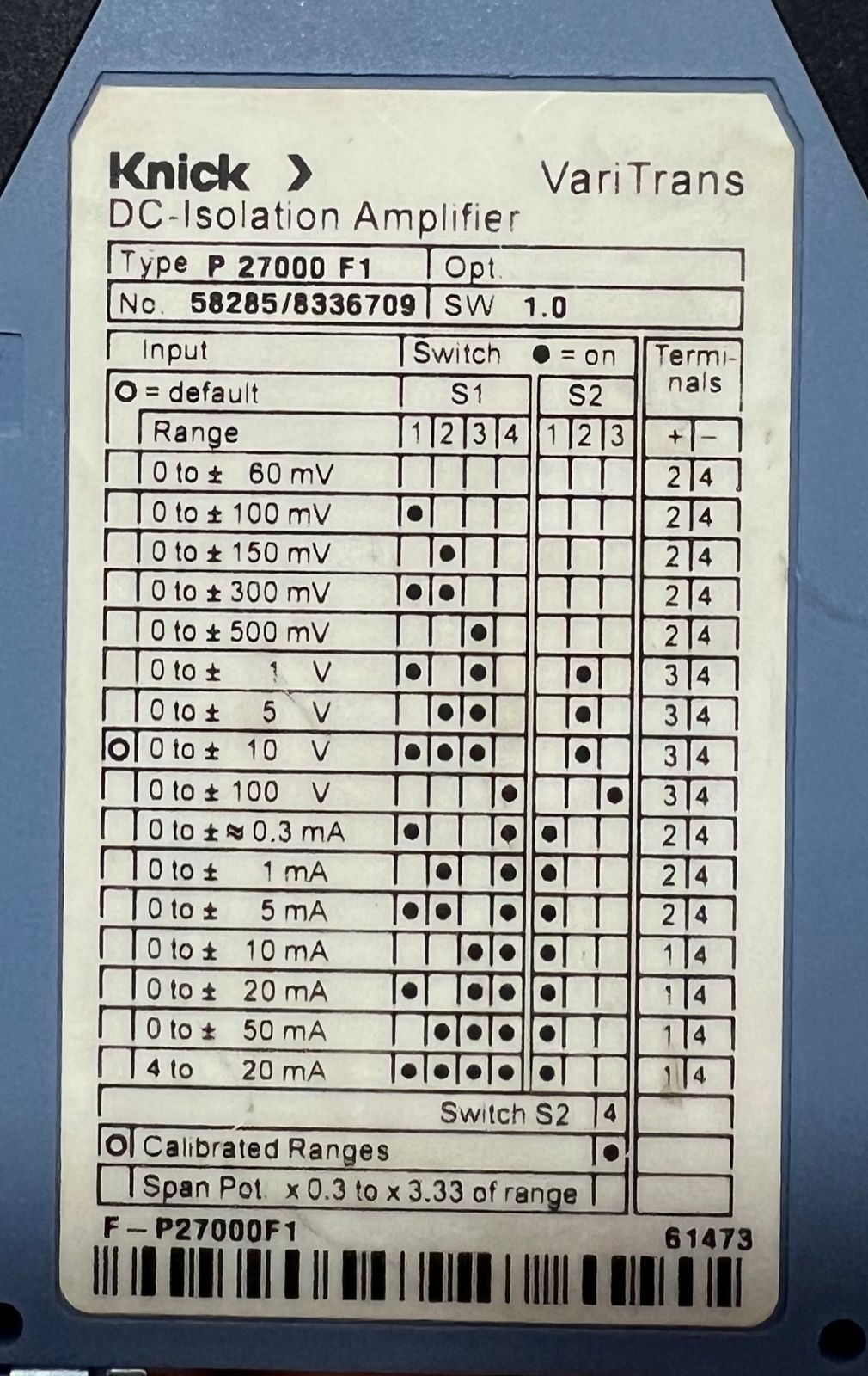 Knick P27000f1 Dc-Isolation Amplifier Vari Trans thumbnail