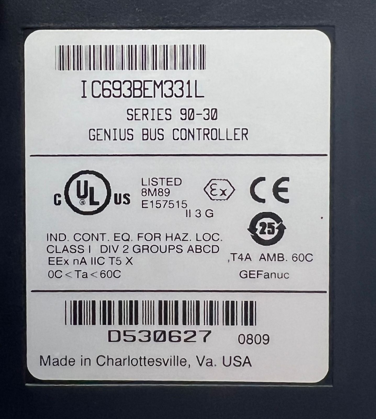 GE Fanuc Ic693bem331l Genius Bus Controller 90-30 thumbnail